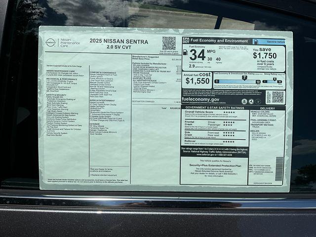 new 2025 Nissan Sentra car, priced at $24,380