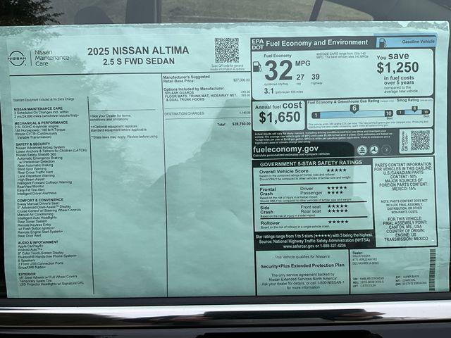 new 2025 Nissan Altima car, priced at $27,208