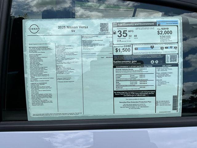 new 2025 Nissan Versa car, priced at $22,138
