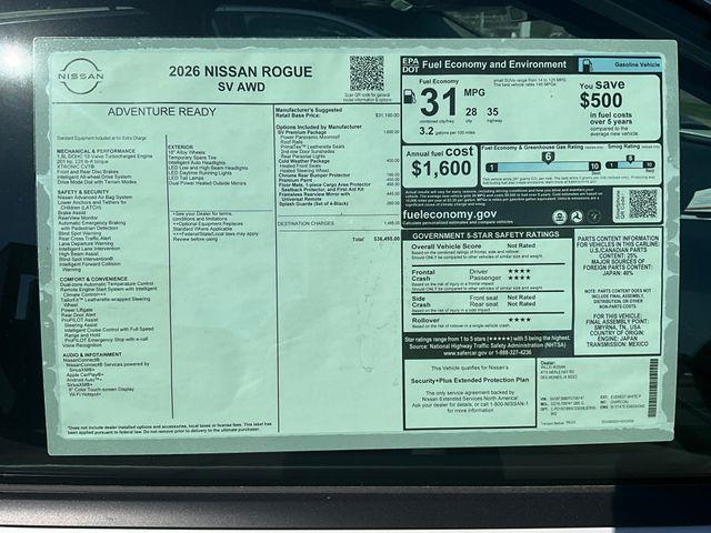 new 2026 Nissan Rogue car, priced at $35,458