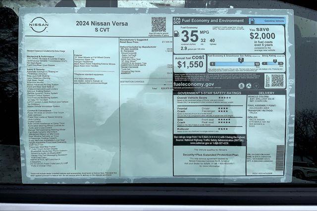 new 2024 Nissan Versa car, priced at $20,975