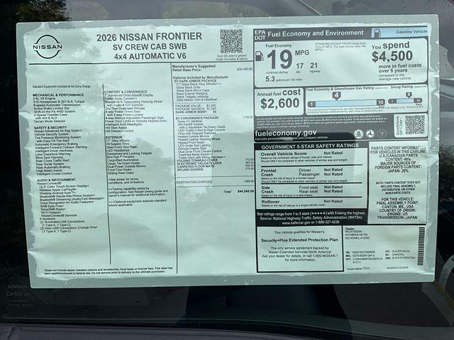 new 2026 Nissan Frontier car, priced at $43,426