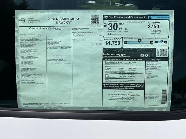 new 2025 Nissan Kicks car, priced at $24,046