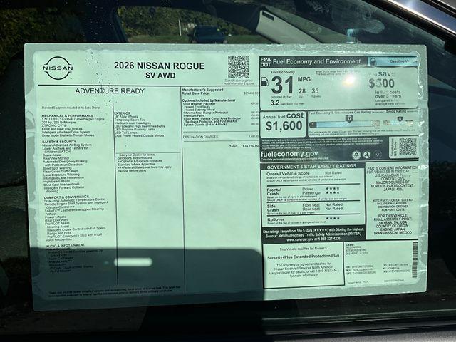 new 2026 Nissan Rogue car, priced at $33,414