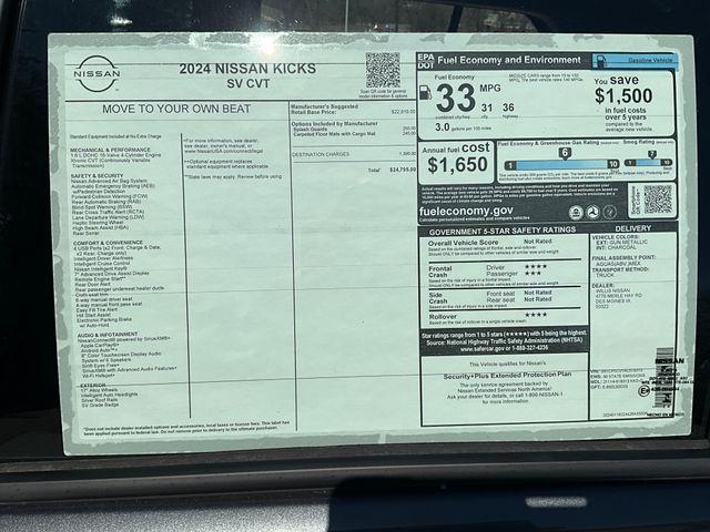 new 2024 Nissan Kicks car, priced at $24,226