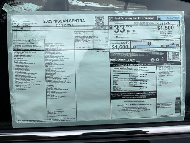 new 2025 Nissan Sentra car, priced at $25,318