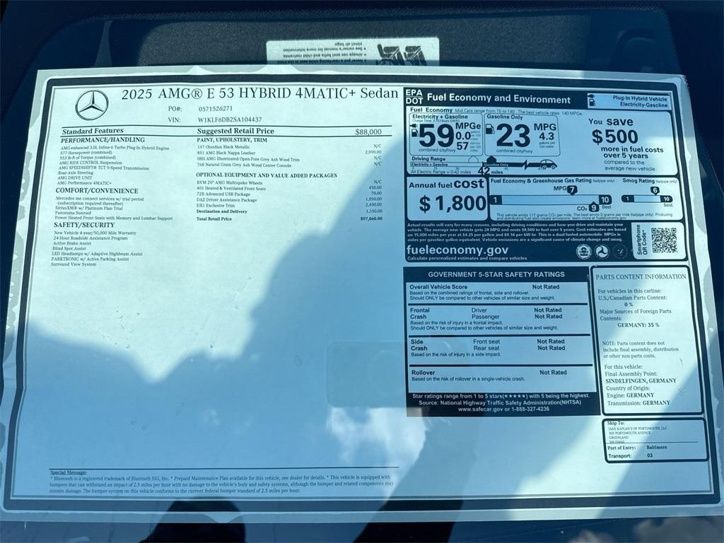 new 2025 Mercedes-Benz AMG E 53 car, priced at $97,060