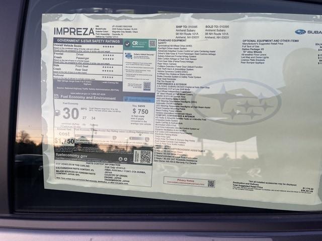 new 2025 Subaru Impreza car, priced at $24,451