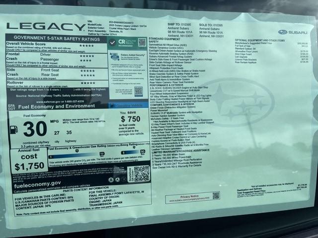 new 2025 Subaru Legacy car, priced at $34,318