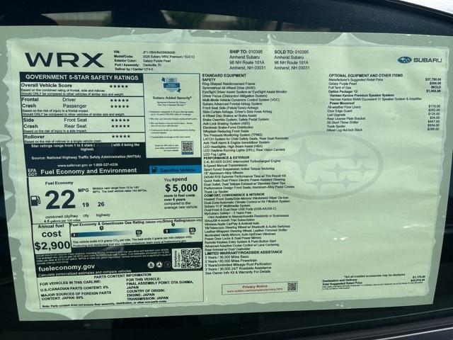 new 2025 Subaru WRX car, priced at $40,652
