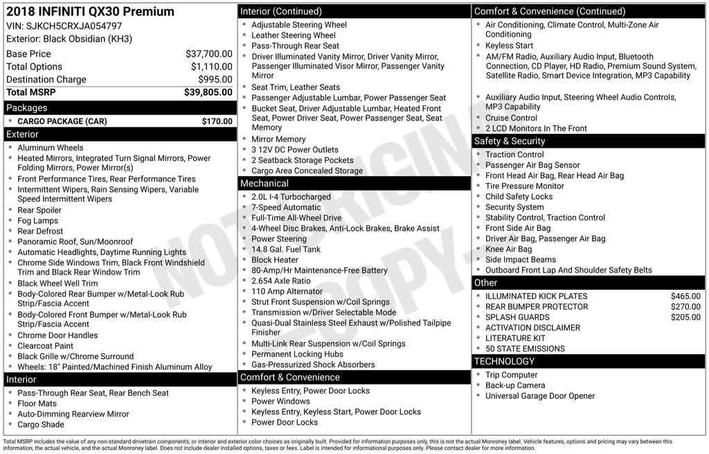 used 2018 INFINITI QX30 car, priced at $16,998