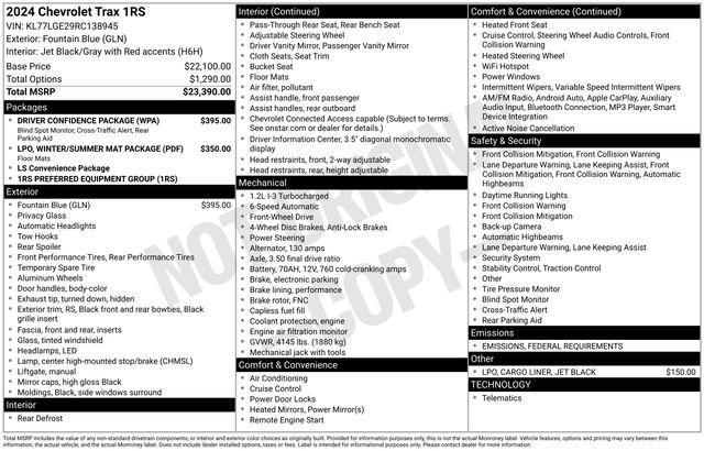 used 2024 Chevrolet Trax car, priced at $22,545