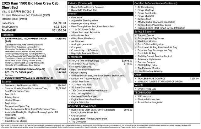 new 2025 Ram 1500 car, priced at $49,883