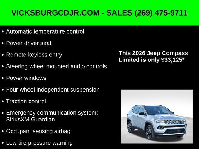 new 2026 Jeep Compass car, priced at $33,125