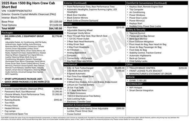 new 2025 Ram 1500 car, priced at $55,663