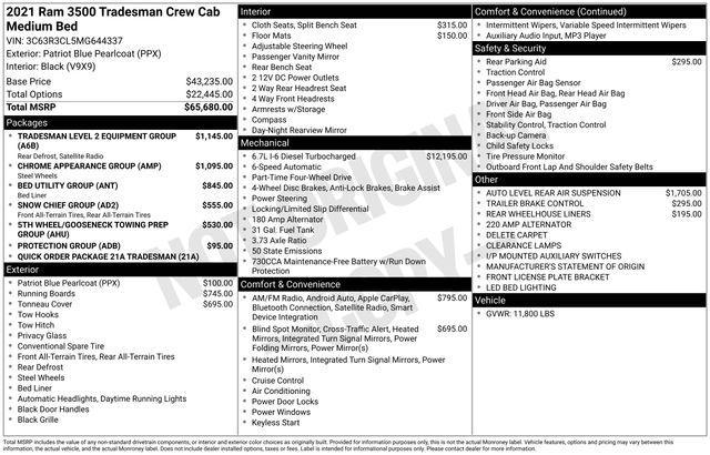 used 2021 Ram 3500 car, priced at $48,495
