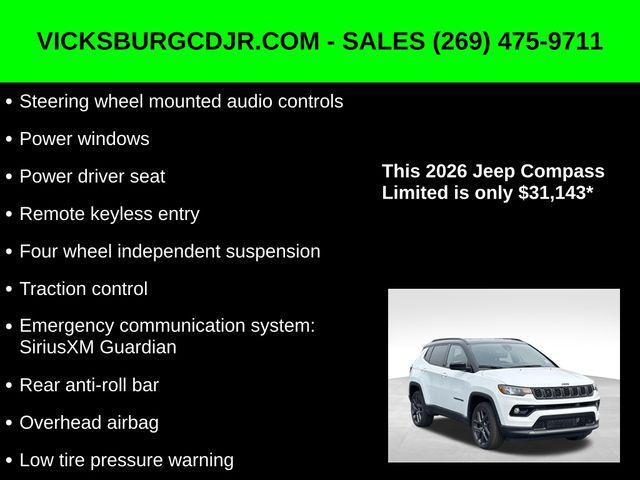 new 2026 Jeep Compass car, priced at $31,143