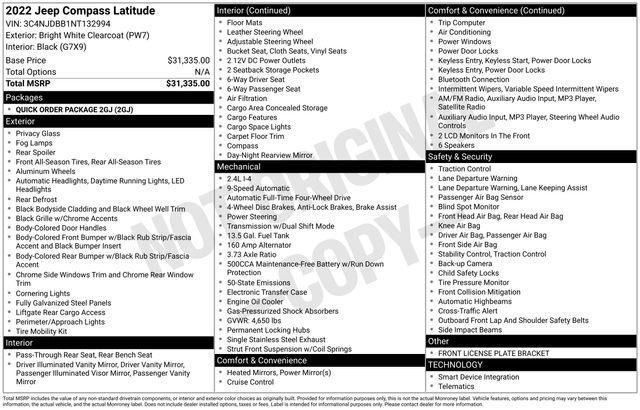 used 2022 Jeep Compass car, priced at $19,975