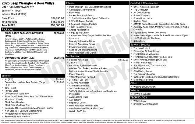 new 2025 Jeep Wrangler car, priced at $50,085