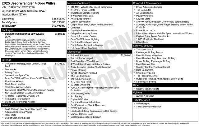 new 2025 Jeep Wrangler car, priced at $45,312