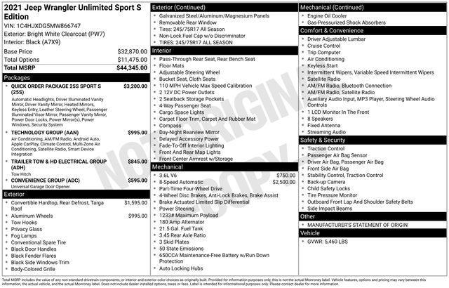 used 2021 Jeep Wrangler Unlimited car, priced at $31,404