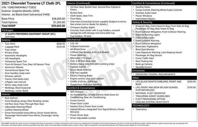 used 2021 Chevrolet Traverse car, priced at $24,395