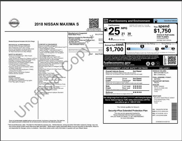 used 2018 Nissan Maxima car, priced at $15,750