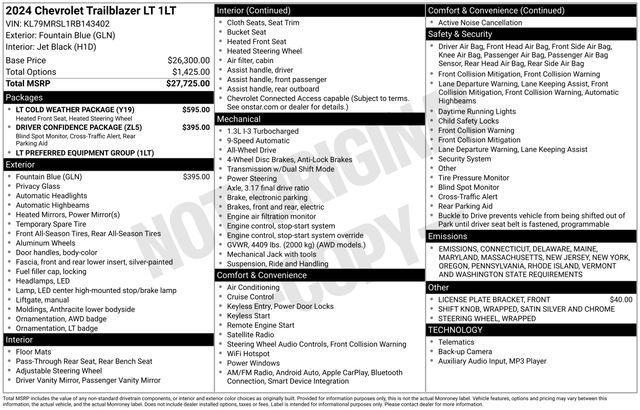 used 2024 Chevrolet TrailBlazer car, priced at $23,497