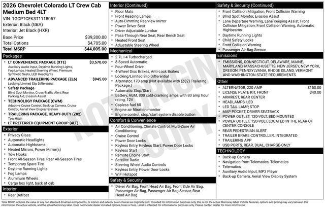 new 2026 Chevrolet Colorado car, priced at $41,375