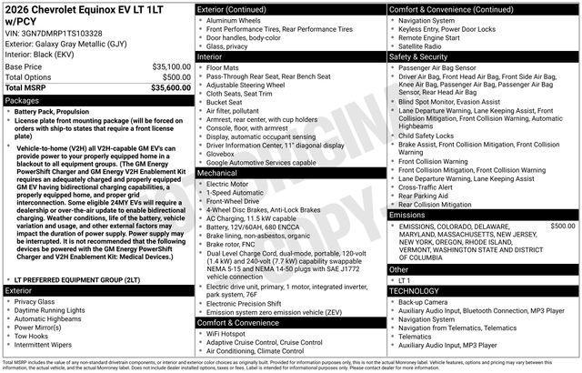 new 2026 Chevrolet Equinox EV car, priced at $33,500