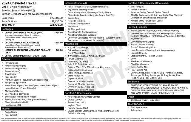 used 2024 Chevrolet Trax car, priced at $21,497