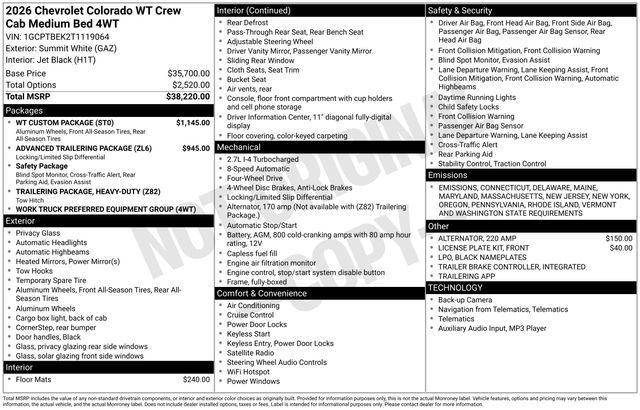 new 2026 Chevrolet Colorado car, priced at $36,053