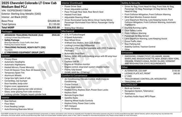 new 2025 Chevrolet Colorado car, priced at $33,256