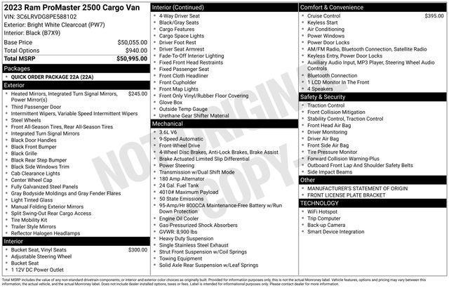 used 2023 Ram ProMaster 2500 car, priced at $29,997