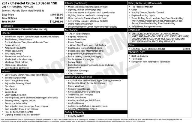 used 2017 Chevrolet Cruze car, priced at $9,997