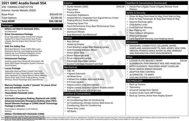 used 2021 GMC Acadia car, priced at $23,497