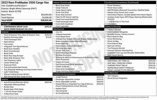 used 2023 Ram ProMaster 3500 car, priced at $38,495
