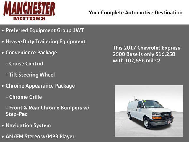 used 2017 Chevrolet Express 2500 car, priced at $16,250