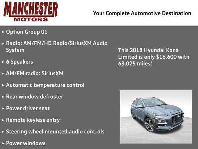 used 2018 Hyundai Kona car, priced at $16,600