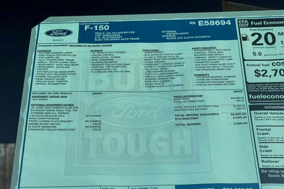 new 2024 Ford F-150 car, priced at $50,260