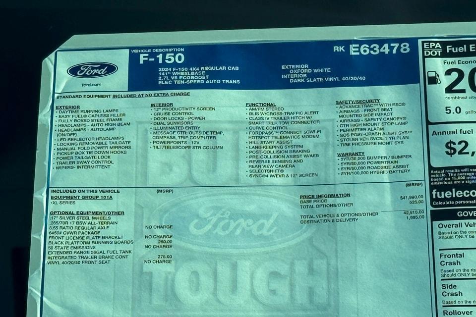 new 2024 Ford F-150 car, priced at $44,510