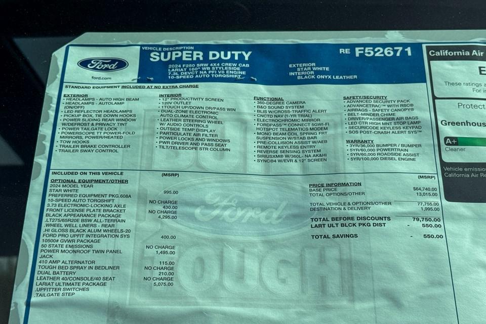 new 2024 Ford F-250 car, priced at $89,793
