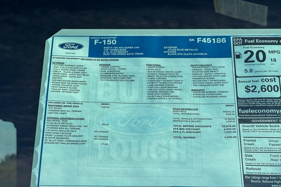 new 2025 Ford F-150 car, priced at $50,615