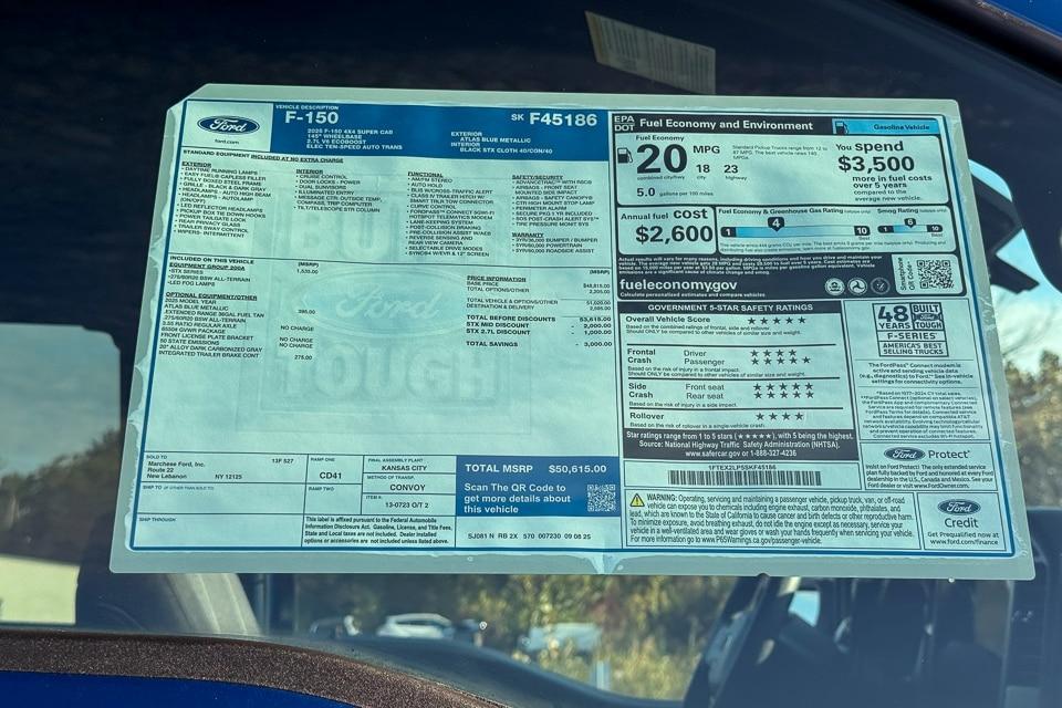 new 2025 Ford F-150 car, priced at $50,615