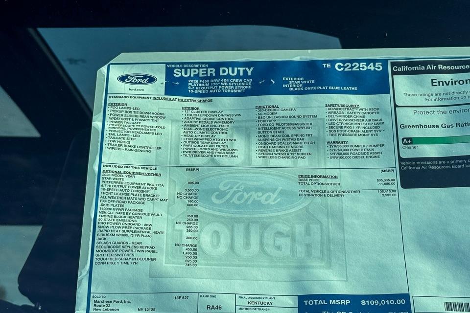 new 2026 Ford F-450 car, priced at $109,010
