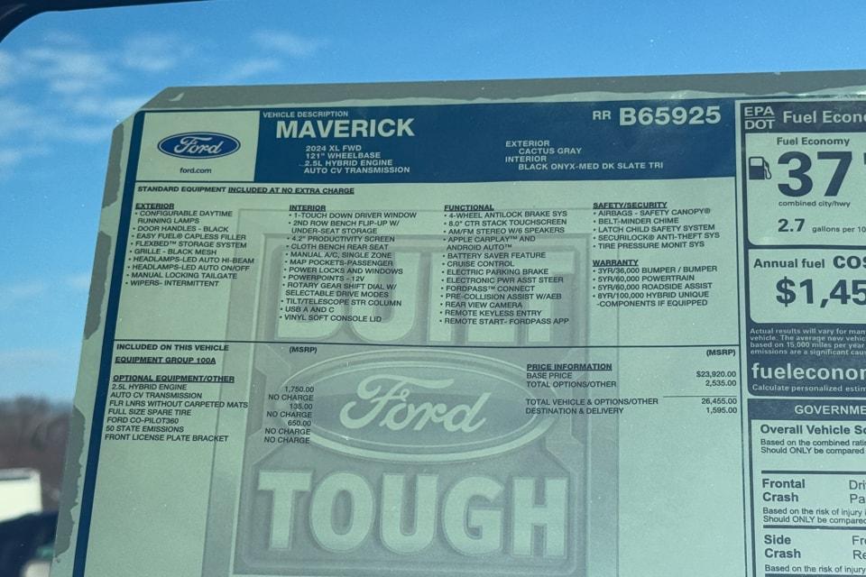 new 2024 Ford Maverick car, priced at $28,050