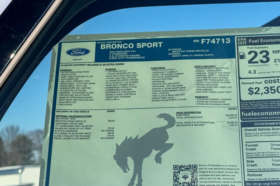 new 2024 Ford Bronco Sport car, priced at $41,855