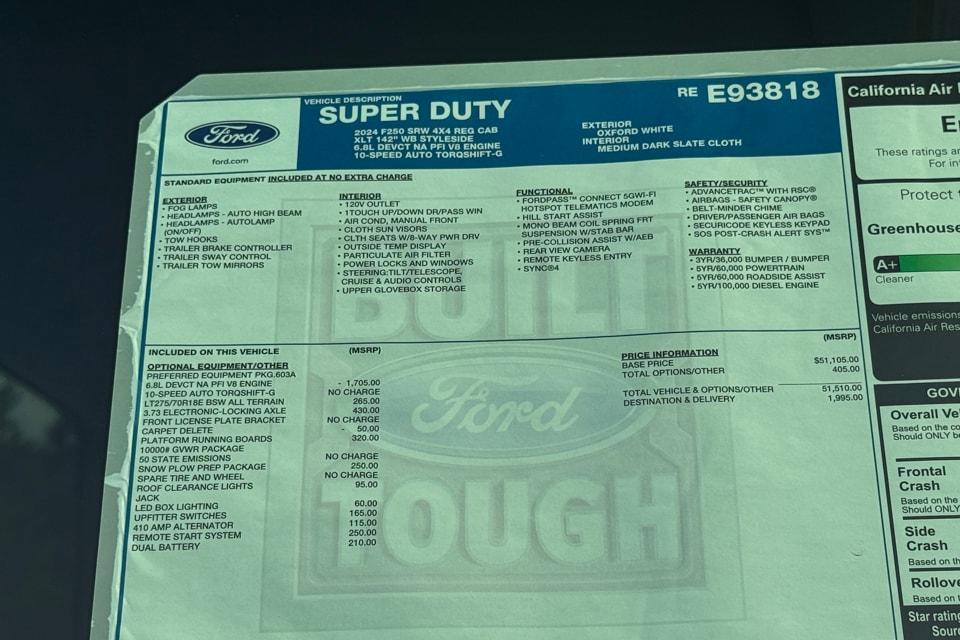 new 2024 Ford F-250 car, priced at $53,505