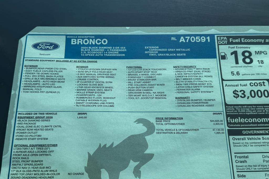 new 2024 Ford Bronco car, priced at $49,025