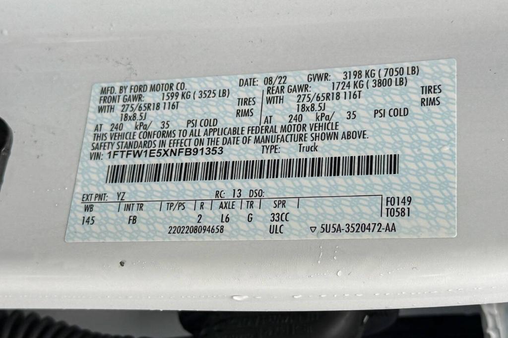 used 2022 Ford F-150 car, priced at $45,900